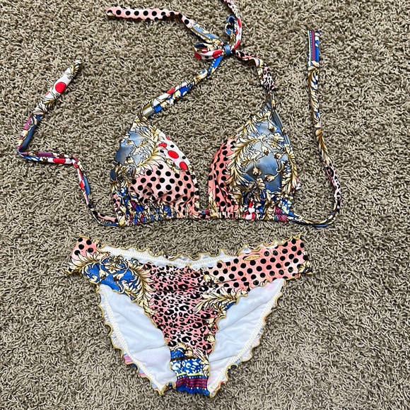 Luli Fama Swim Luli Fama Bikini M Full Bottom D Cup Halter Top